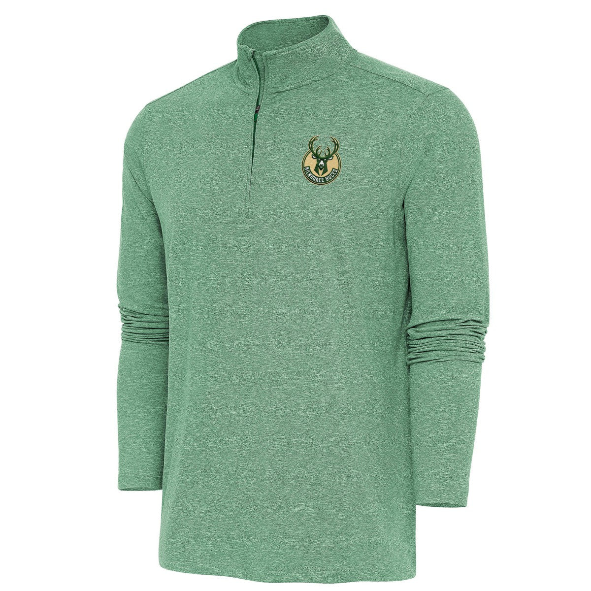 Milwaukee Bucks Antigua Hunk Quarter-Zip Pullover Top Hunter Green - NBA