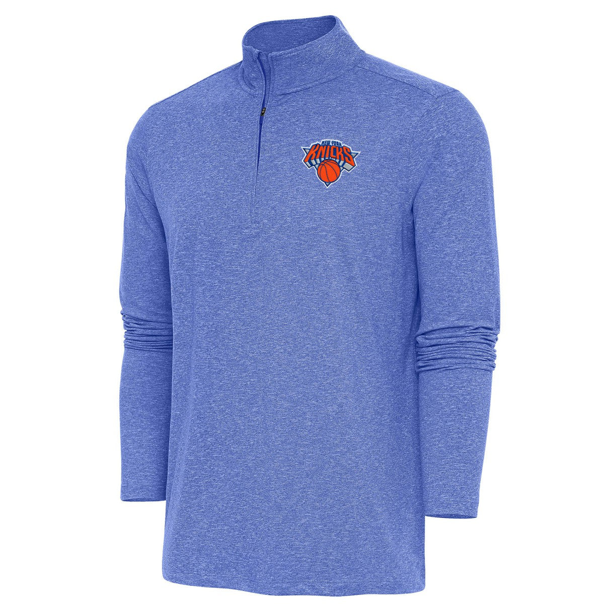New York Knicks Antigua Hunk Quarter-Zip Pullover Top Heather Royal - NBA