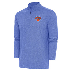New York Knicks Antigua Hunk Quarter-Zip Pullover Top Heather Royal - NBA
