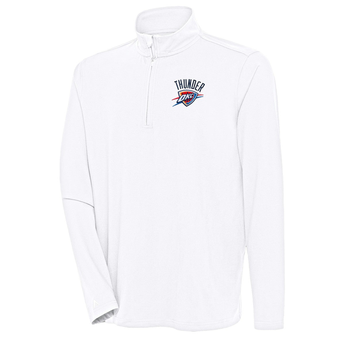 Oklahoma City Thunder Antigua Hunk Quarter-Zip Pullover Top White - NBA
