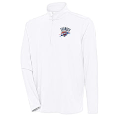 Oklahoma City Thunder Antigua Hunk Quarter-Zip Pullover Top White - NBA