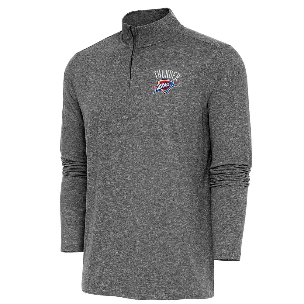 Oklahoma City Thunder Antigua Hunk Quarter-Zip Pullover Top Heather Black - NBA