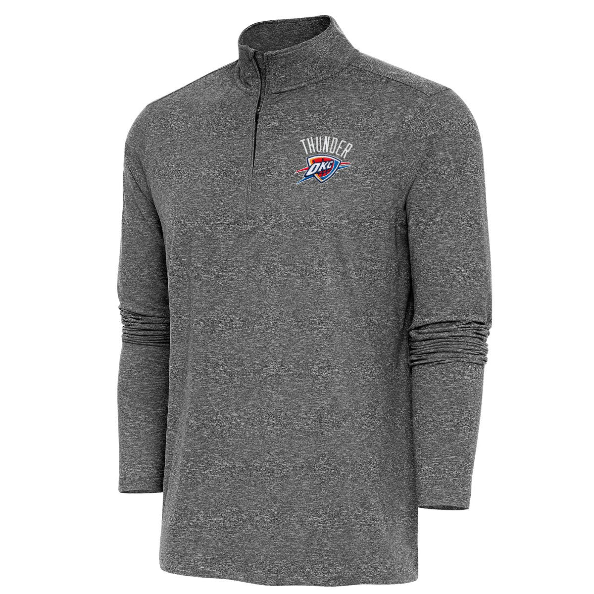 Oklahoma City Thunder Antigua Hunk Quarter-Zip Pullover Top Heather Black - NBA