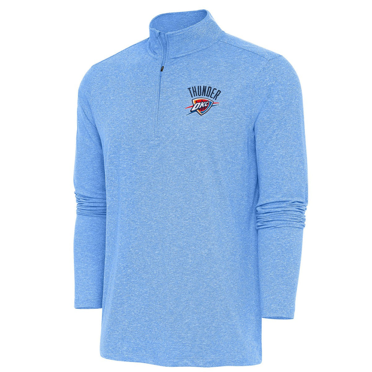 Oklahoma City Thunder Antigua Hunk Quarter-Zip Pullover Top Heather Powder Blue - NBA