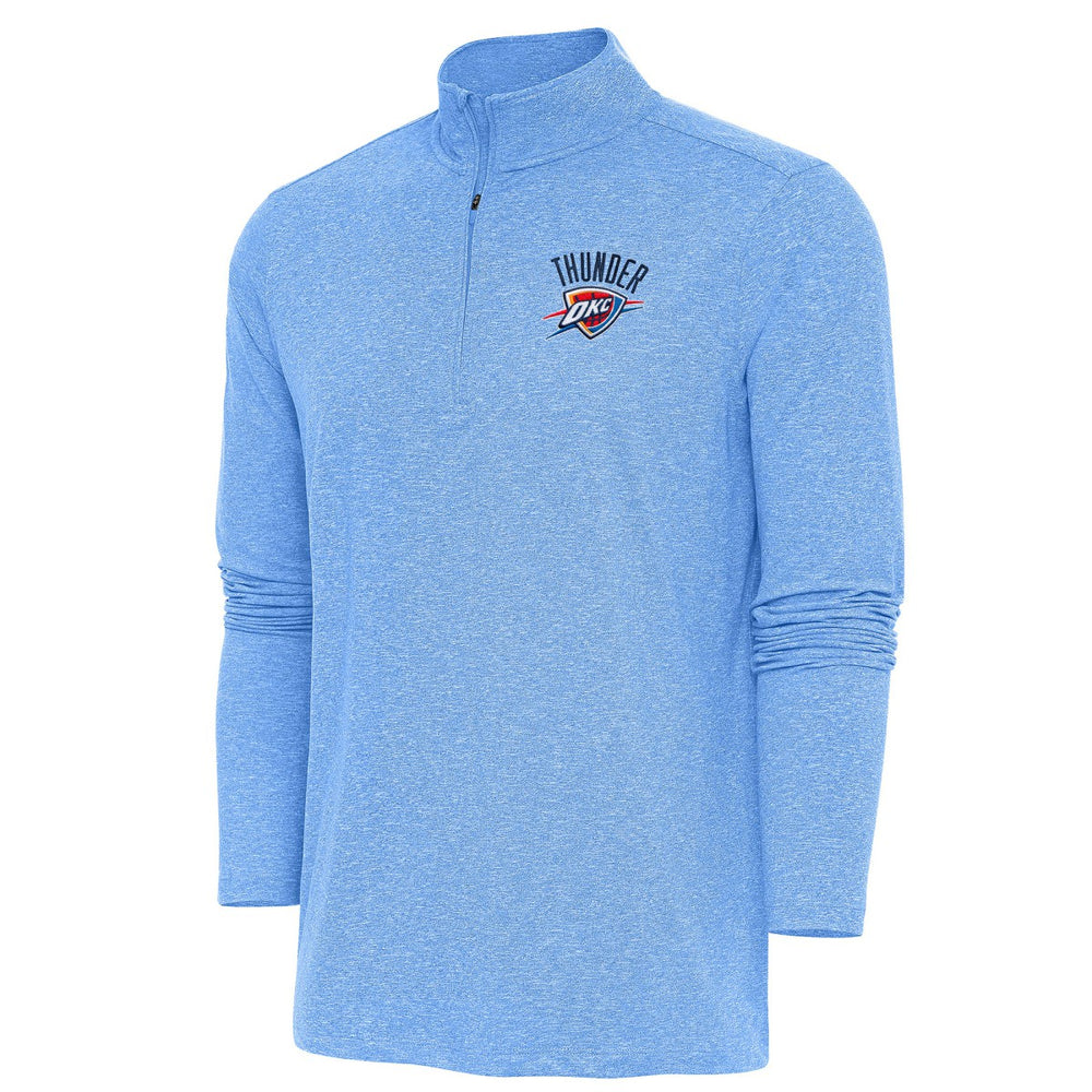 Oklahoma City Thunder Antigua Hunk Quarter-Zip Pullover Top Heather Powder Blue - NBA