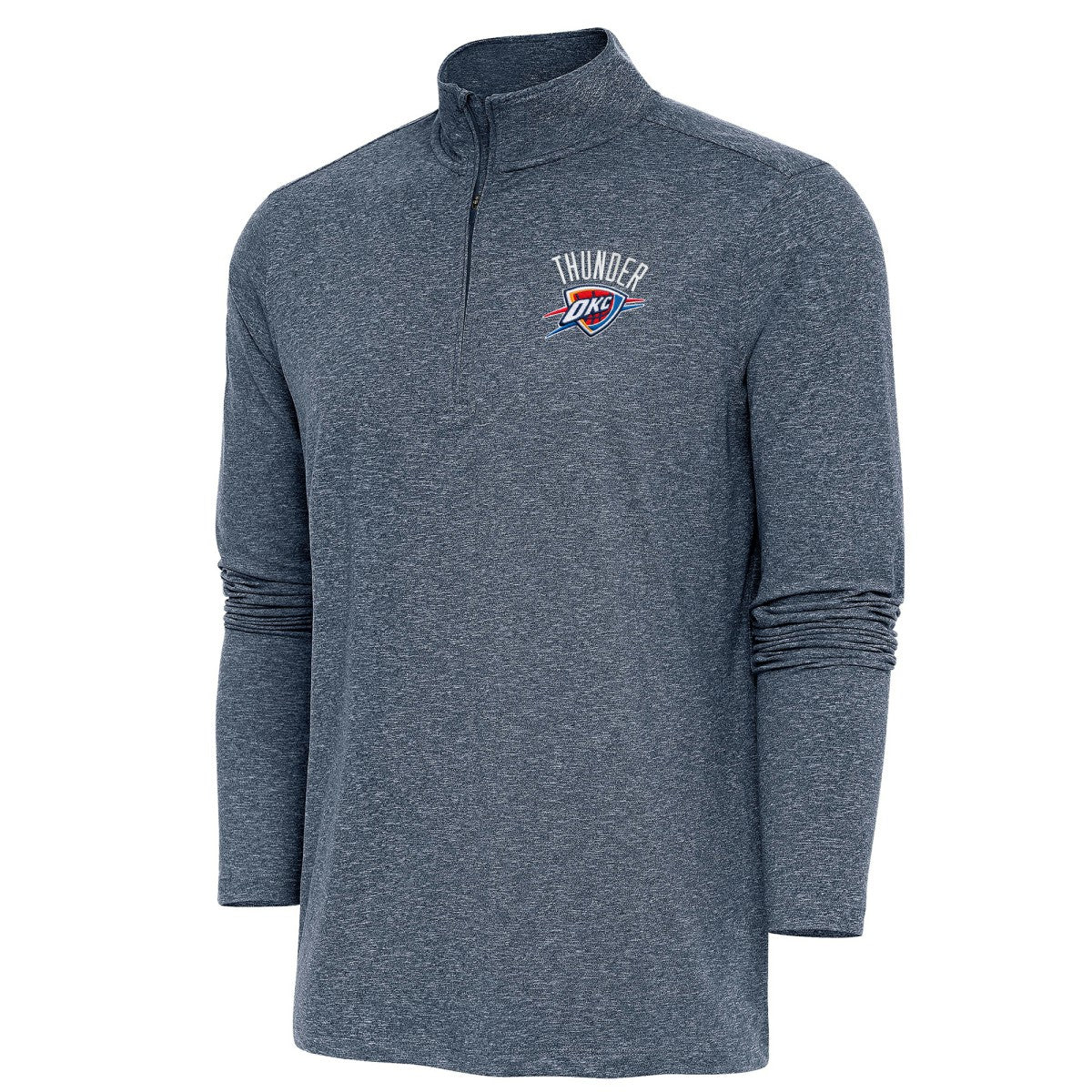 Oklahoma City Thunder Antigua Hunk Quarter-Zip Pullover Top Heather Navy - NBA