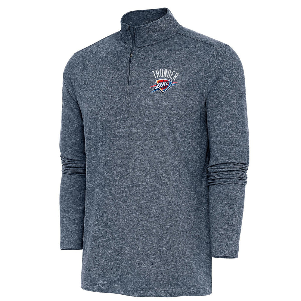 Oklahoma City Thunder Antigua Hunk Quarter-Zip Pullover Top Heather Navy - NBA