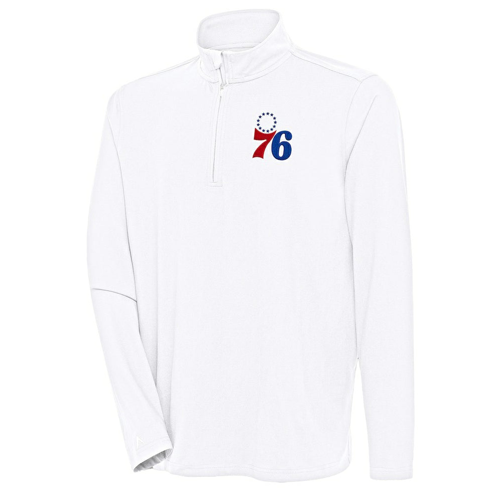 Philadelphia 76ers Antigua Hunk Quarter-Zip Pullover Top White - NBA