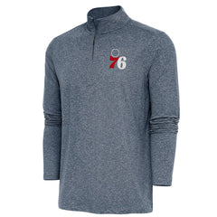 Philadelphia 76ers Antigua Hunk Quarter-Zip Pullover Top Heather Navy - NBA