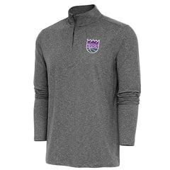 Sacramento Kings Antigua Hunk Quarter-Zip Pullover Top Heather Black - NBA