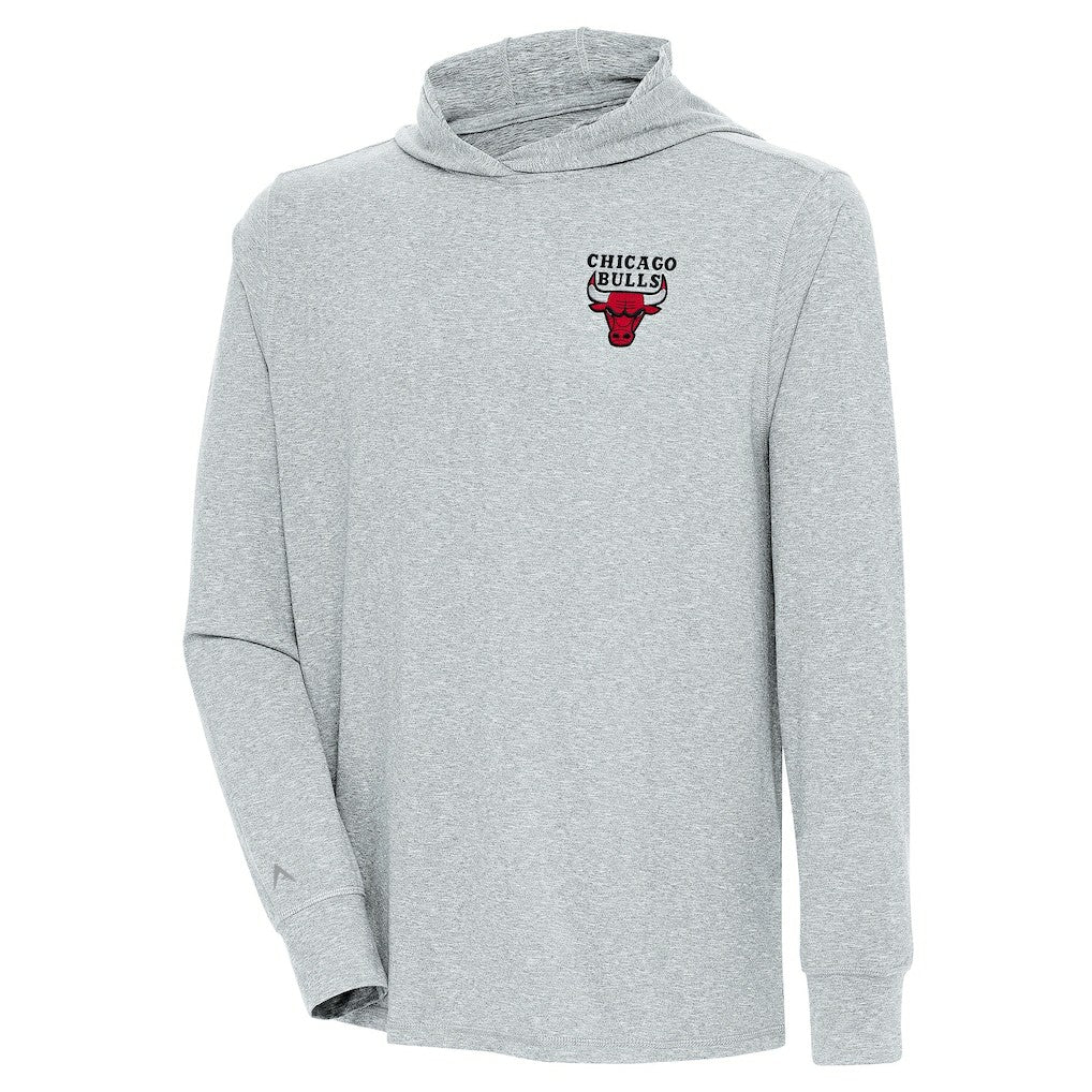 Chicago Bulls Antigua Saga Long Sleeve Hoodie T-Shirt Heather Gray - NBA
