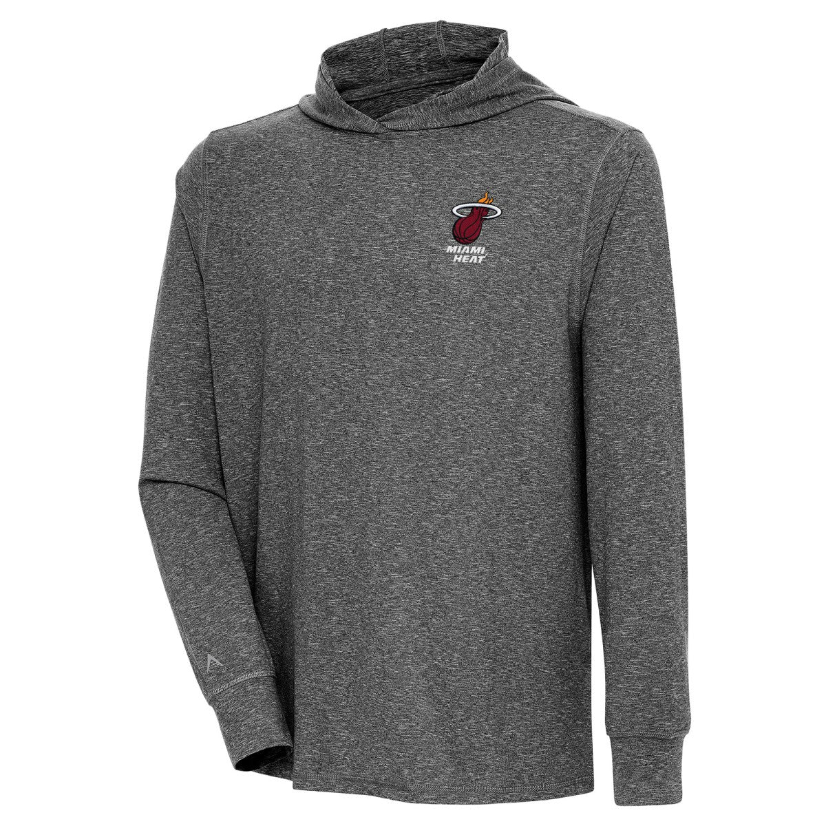 Miami Heat Antigua Saga Long Sleeve Hoodie T-Shirt Heather Black - NBA