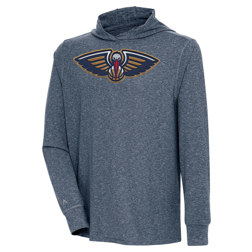 New Orleans Pelicans Antigua Saga Long Sleeve Hoodie T-Shirt Heather Navy - NBA