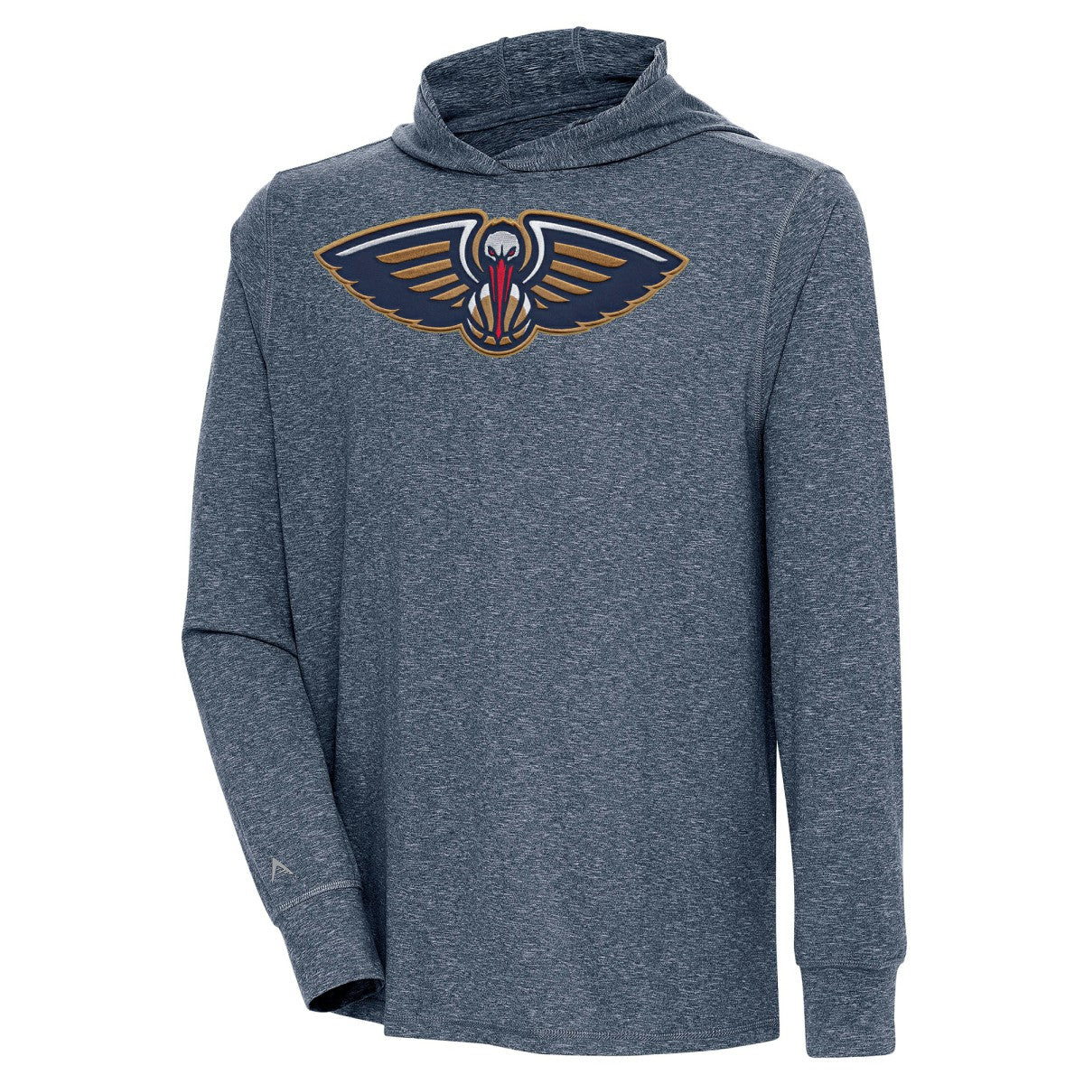 New Orleans Pelicans Antigua Saga Long Sleeve Hoodie T-Shirt Heather Navy - NBA