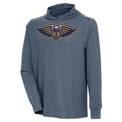 New Orleans Pelicans Antigua Saga Long Sleeve Hoodie T-Shirt Heather Navy - NBA