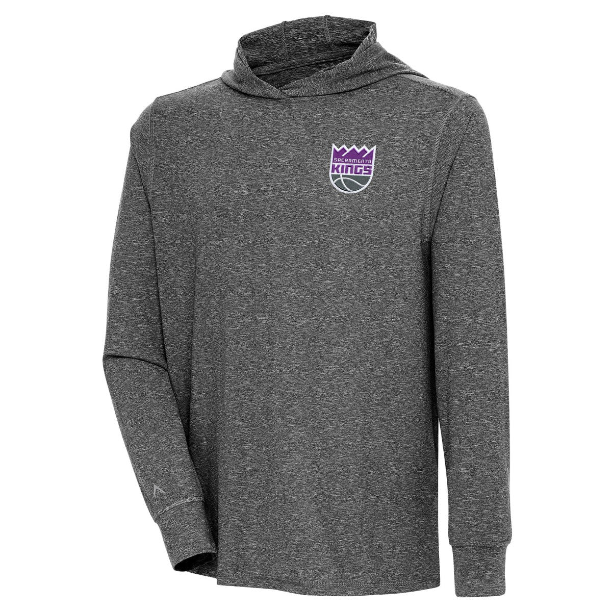 Sacramento Kings Antigua Saga Long Sleeve Hoodie T-Shirt Heather Black - NBA