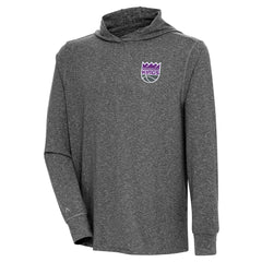 Sacramento Kings Antigua Saga Long Sleeve Hoodie T-Shirt Heather Black - NBA