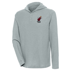 Miami Heat Antigua Strong Hold Long Sleeve Henley Hoodie T-Shirt Gray - NBA