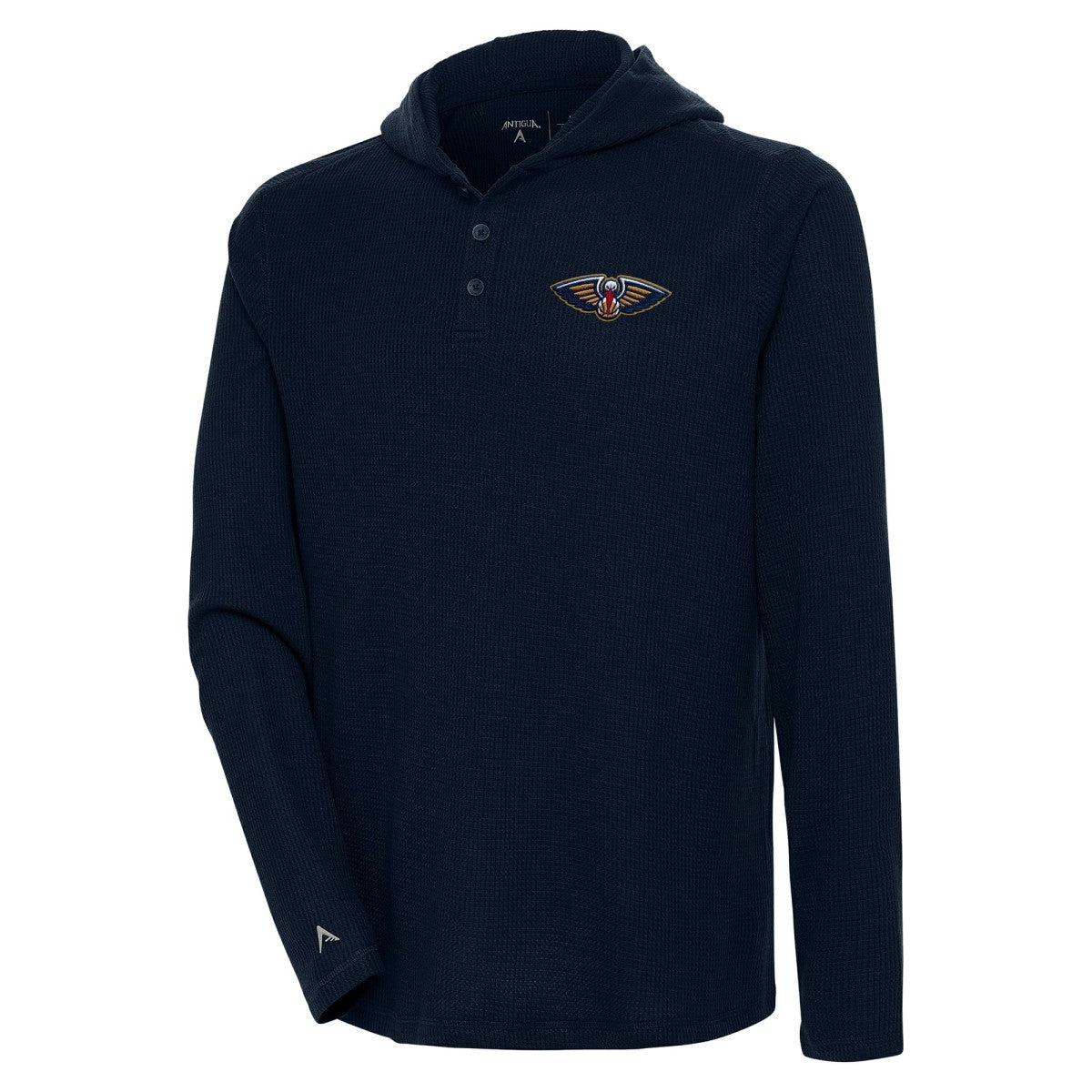New Orleans Pelicans Antigua Strong Hold Long Sleeve Henley Hoodie T-Shirt Navy - NBA