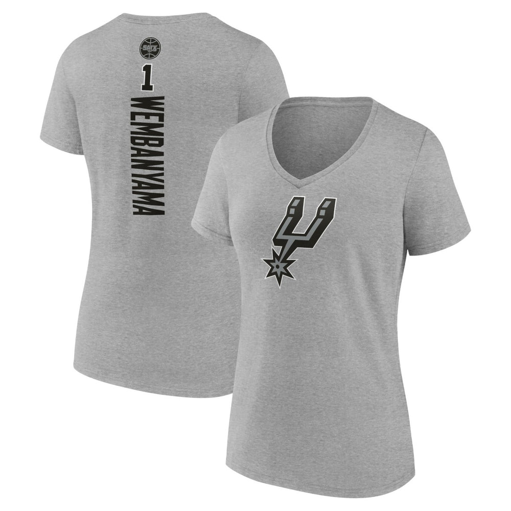 Victor Wembanyama San Antonio Spurs Women's Playmaker Name & Number V-Neck T-Shirt Gray - NBA