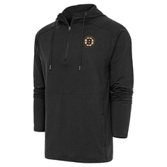 Boston Bruins Antigua Spikes Raglan Quarter-Zip Hoodie - Heather Black - NHL
