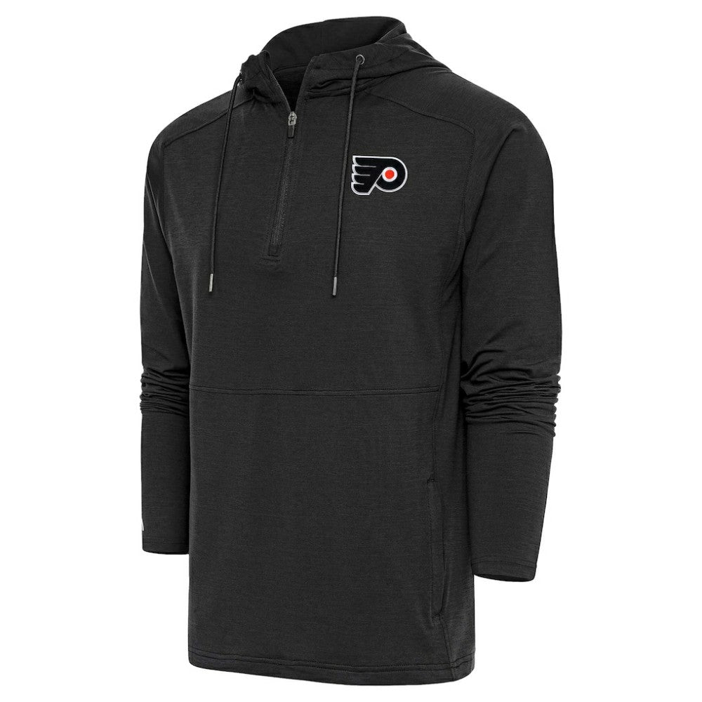 Philadelphia Flyers Antigua Spikes Raglan Quarter-Zip Hoodie - Heather Black - NHL