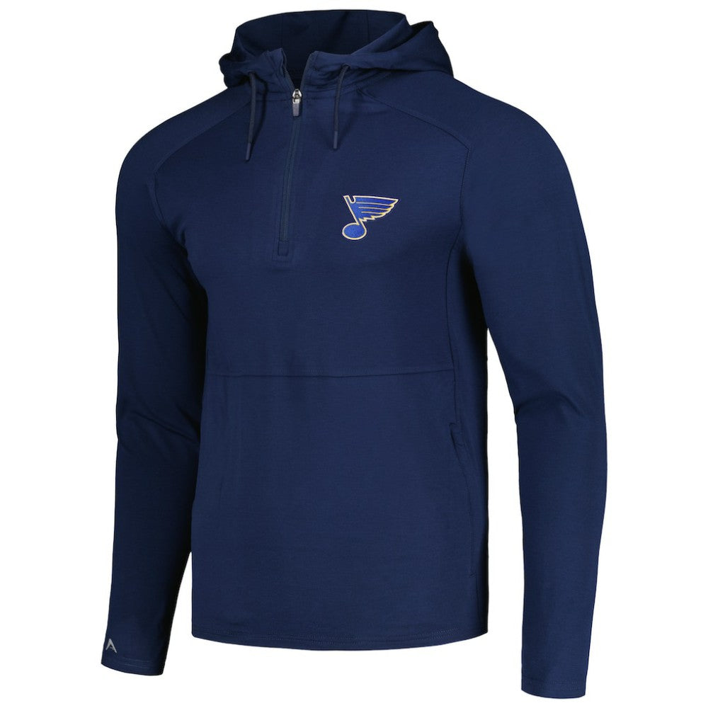 St. Louis Blues Antigua Spikes Raglan Quarter-Zip Hoodie - Heather Navy - NHL