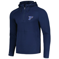 St. Louis Blues Antigua Spikes Raglan Quarter-Zip Hoodie - Heather Navy - NHL