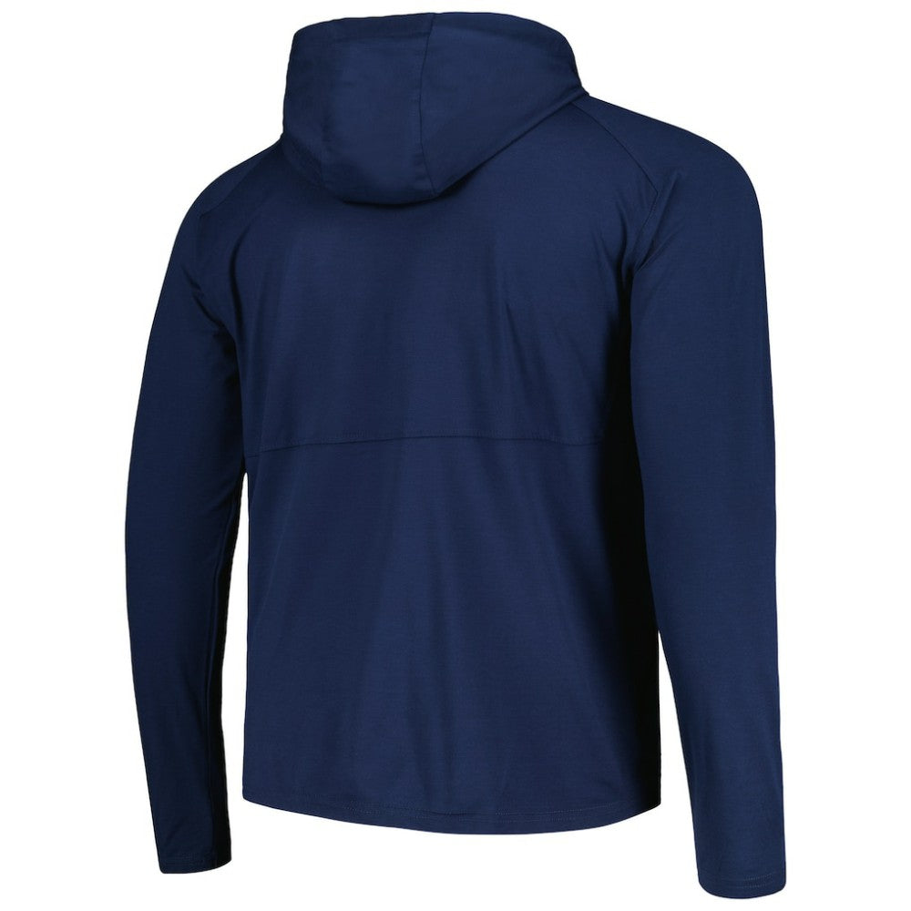 St. Louis Blues Antigua Spikes Raglan Quarter-Zip Hoodie - Heather Navy - NHL