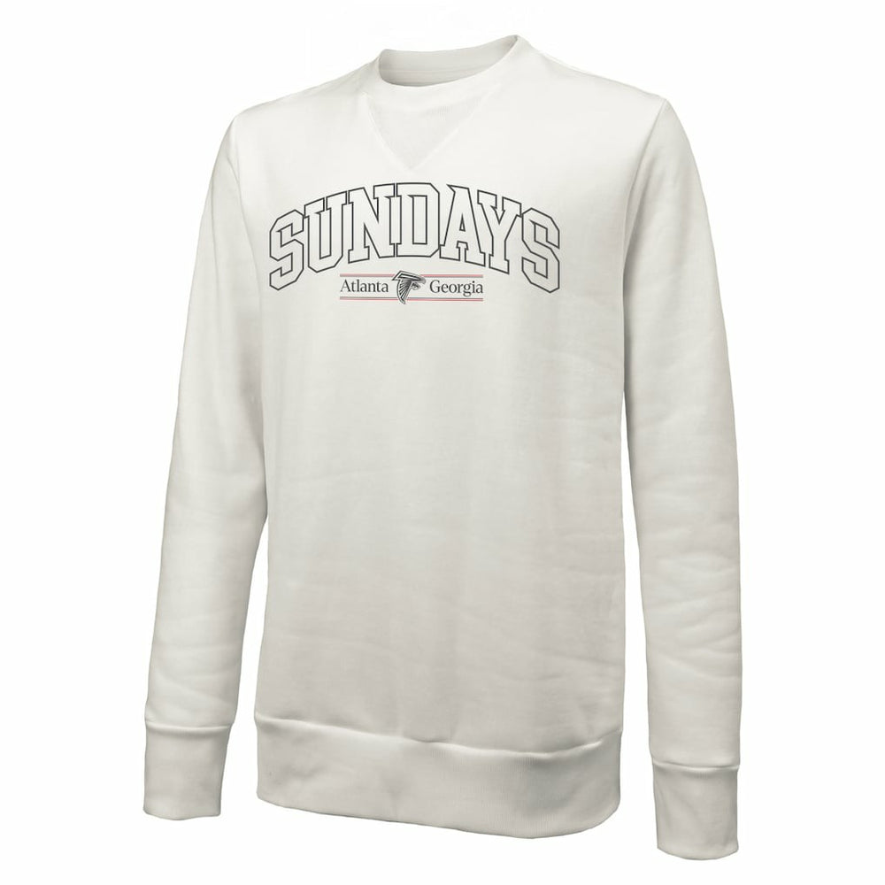 Atlanta Falcons Majestic Threads Unisex Sundays Block Letter Crewneck Pullover Sweatshirt White | NFL