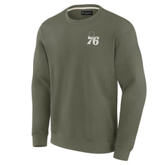Philadelphia 76ers Unisex Elements Super Soft Fleece Pullover Sweatshirt Olive - NBA