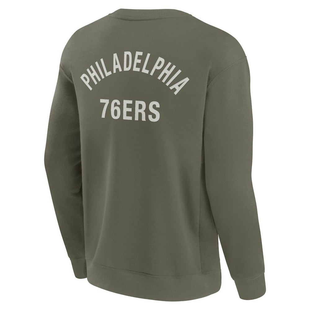 Philadelphia 76ers Unisex Elements Super Soft Fleece Pullover Sweatshirt Olive - NBA