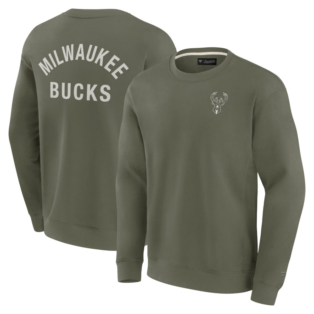 Milwaukee Bucks Unisex Elements Super Soft Fleece Pullover Sweatshirt Olive - NBA