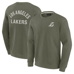 Los Angeles Lakers Unisex Elements Super Soft Fleece Pullover Sweatshirt Olive - NBA