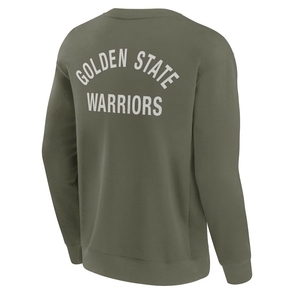 Golden State Warriors Unisex Elements Super Soft Fleece Pullover Sweatshirt Olive - NBA