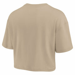 Philadelphia 76ers Women's Elements Super Soft Boxy Cropped T-Shirt Khaki - NBA