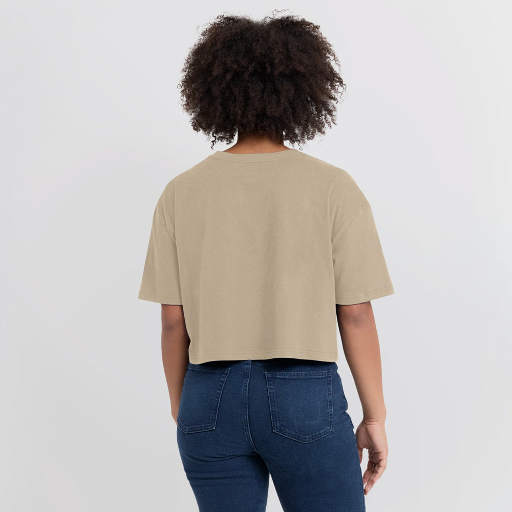 Milwaukee Bucks Women's Elements Super Soft Boxy Cropped T-Shirt Khaki - NBA