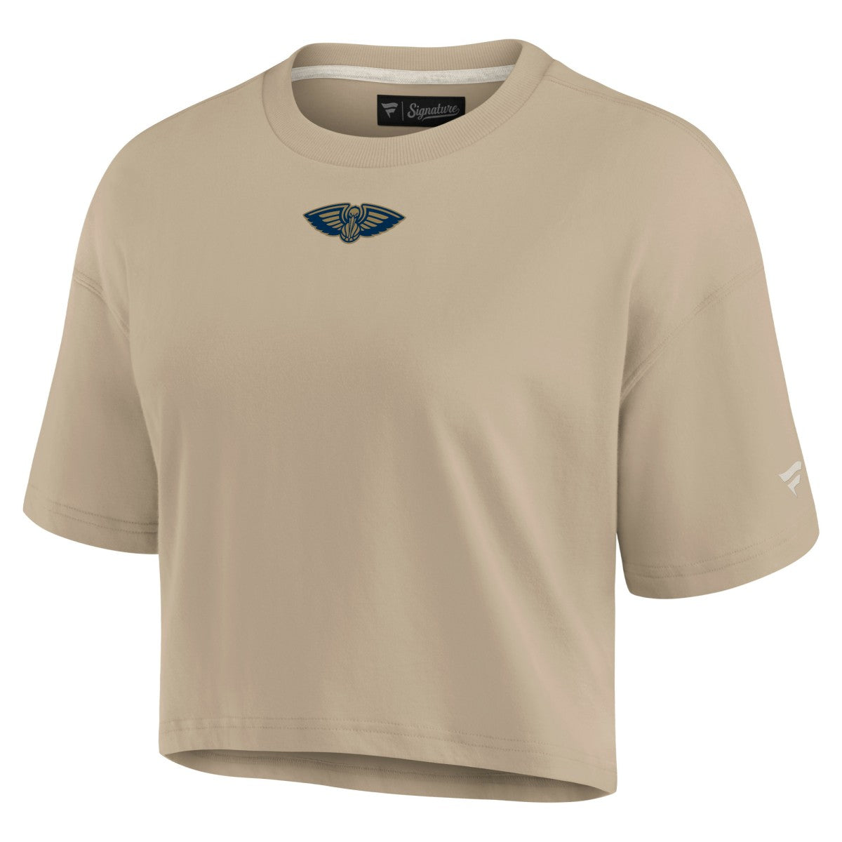 New Orleans Pelicans Women's Elements Super Soft Boxy Cropped T-Shirt Khaki - NBA