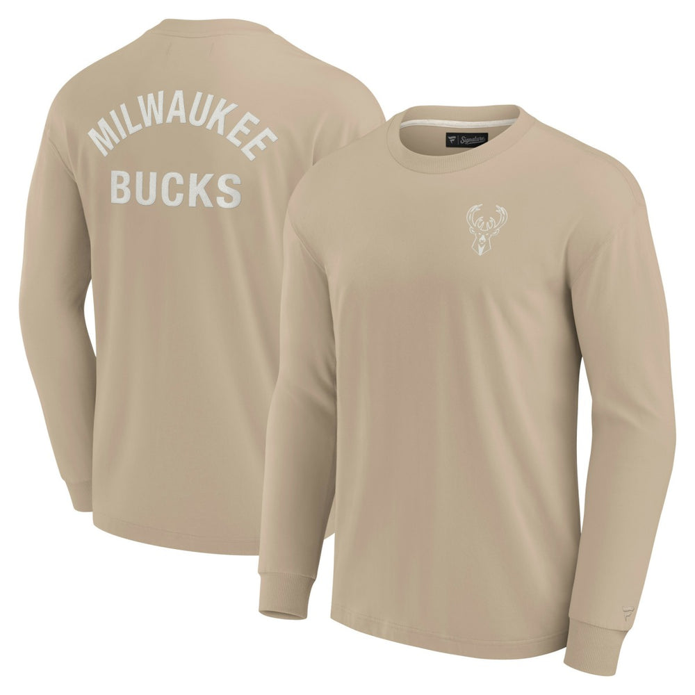 Milwaukee Bucks Unisex Elements Super Soft Long Sleeve T-Shirt Khaki - NBA