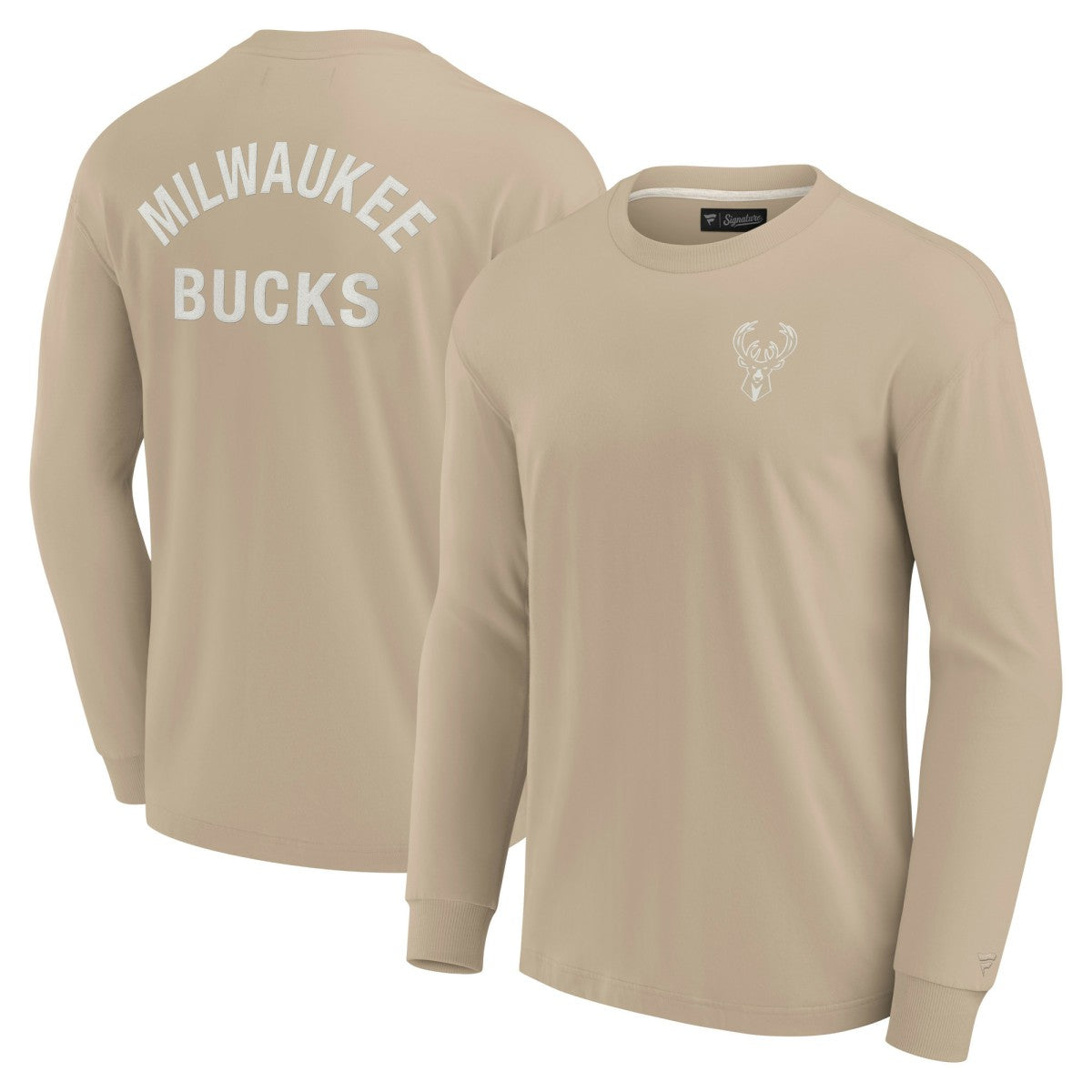 Milwaukee Bucks Unisex Elements Super Soft Long Sleeve T-Shirt Khaki - NBA