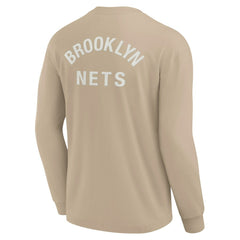 Brooklyn Nets Unisex Elements Super Soft Long Sleeve T-Shirt Khaki - NBA
