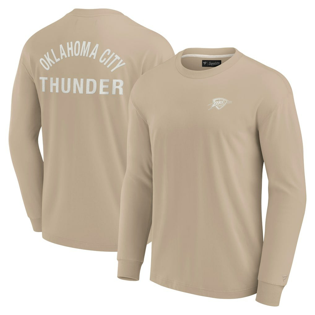 Oklahoma City Thunder Unisex Elements Super Soft Long Sleeve T-Shirt Khaki - NBA