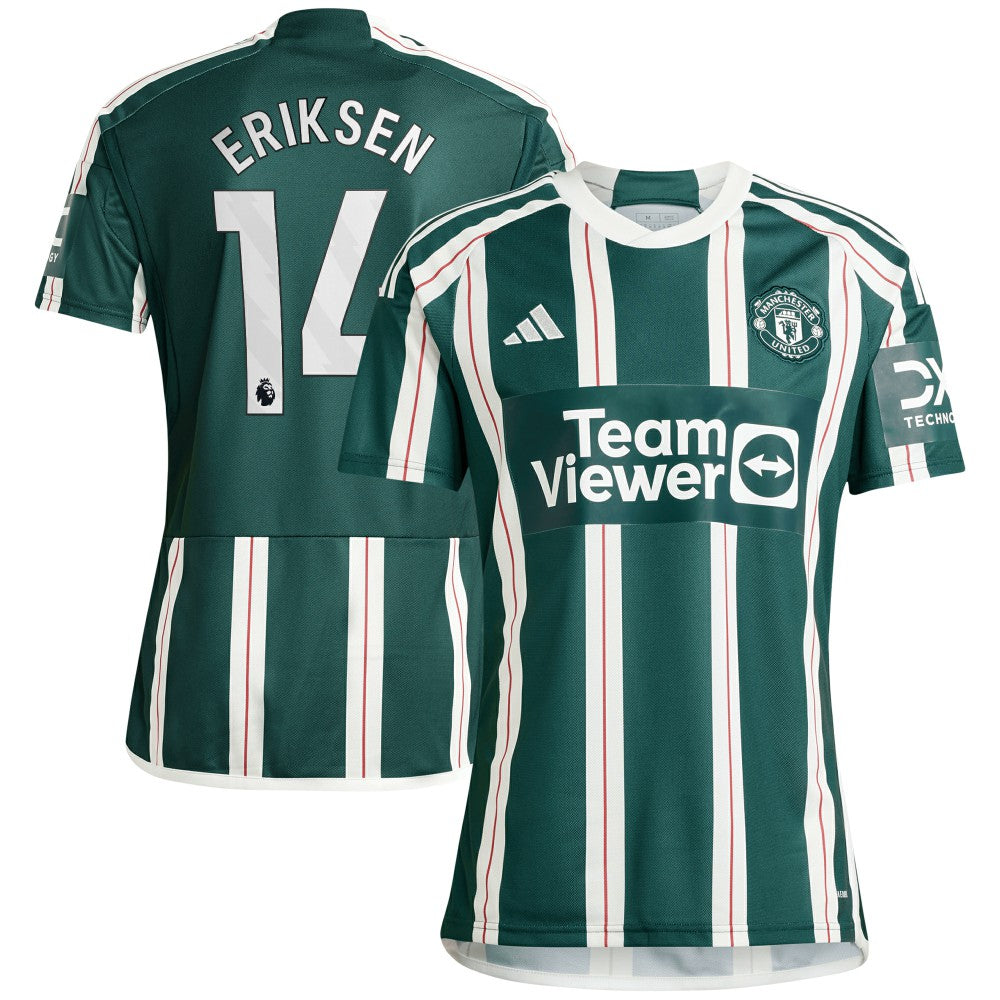 Christian Eriksen Manchester United 2023/24 Away Replica Player Jersey Green | Adidas