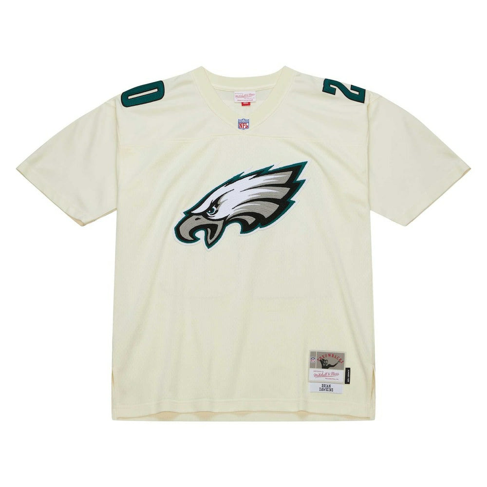 Brian Dawkins Philadelphia Eagles Chainstitch Legacy Jersey Cream | Mitchell & Ness