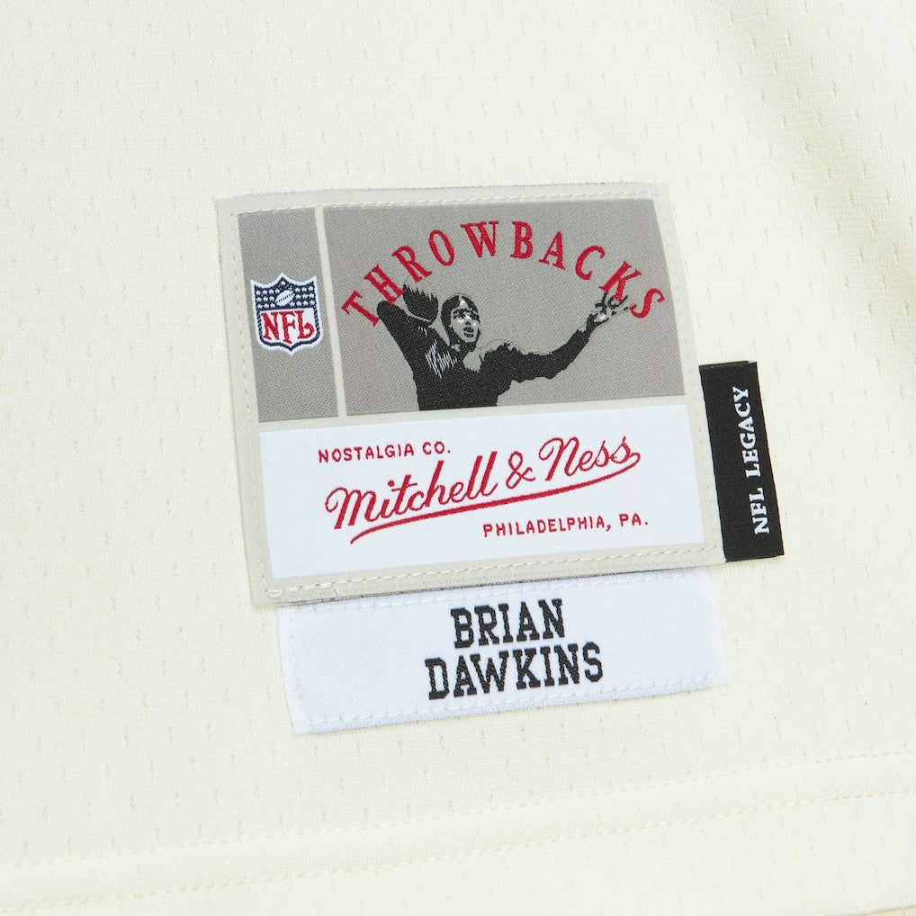 Brian Dawkins Philadelphia Eagles Chainstitch Legacy Jersey Cream | Mitchell & Ness