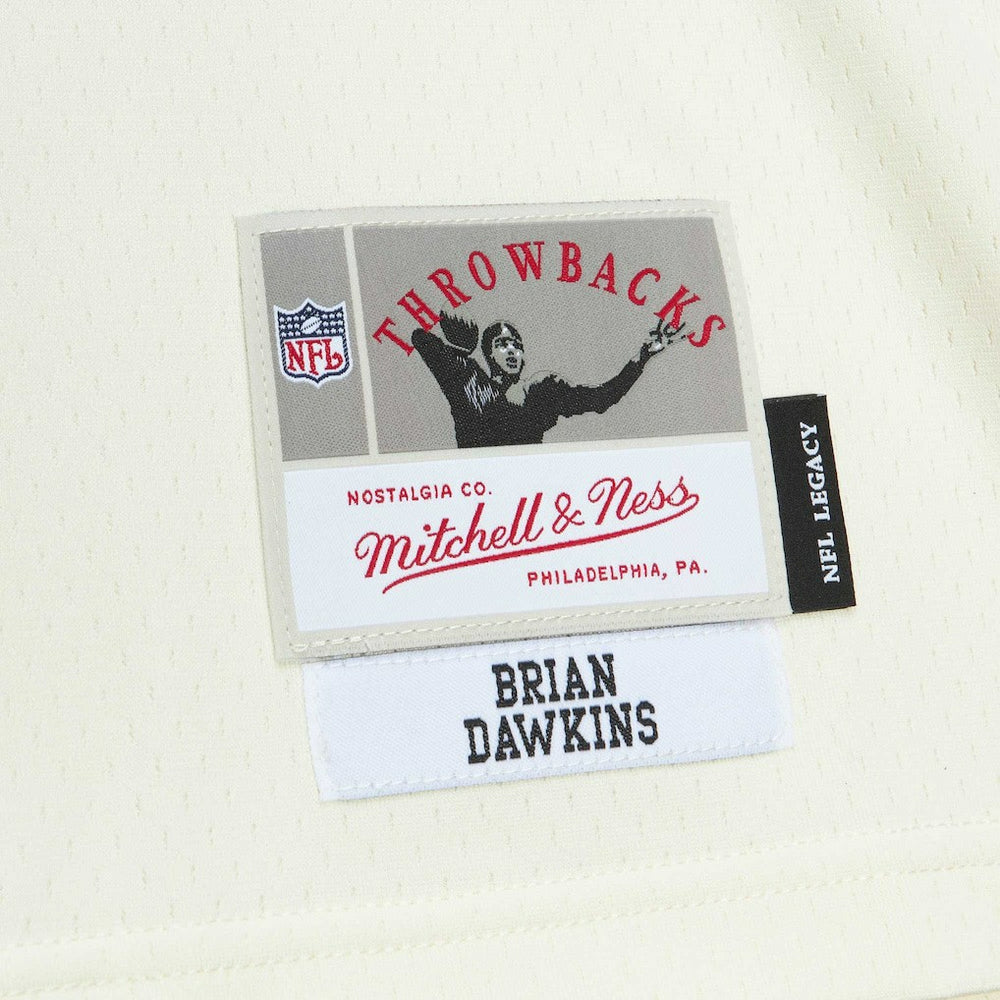 Brian Dawkins Philadelphia Eagles Chainstitch Legacy Jersey Cream | Mitchell & Ness
