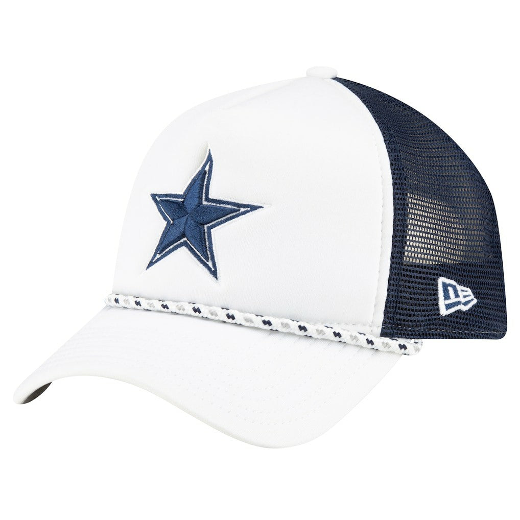 Dallas Cowboys New Era Court Sport Foam Front A-Frame 9FORTY Adjustable Trucker Hat White/Navy | NFL