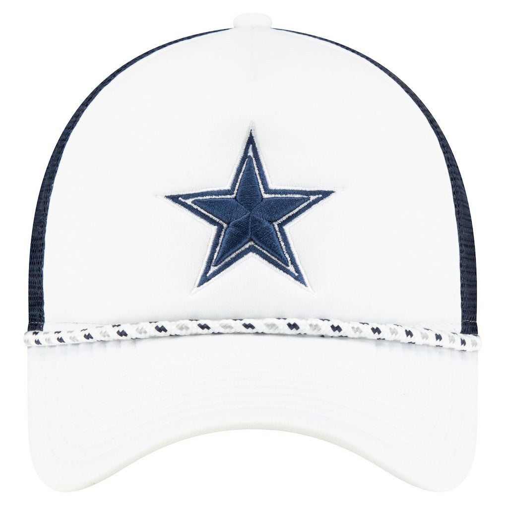 Dallas Cowboys New Era Court Sport Foam Front A-Frame 9FORTY Adjustable Trucker Hat White/Navy | NFL
