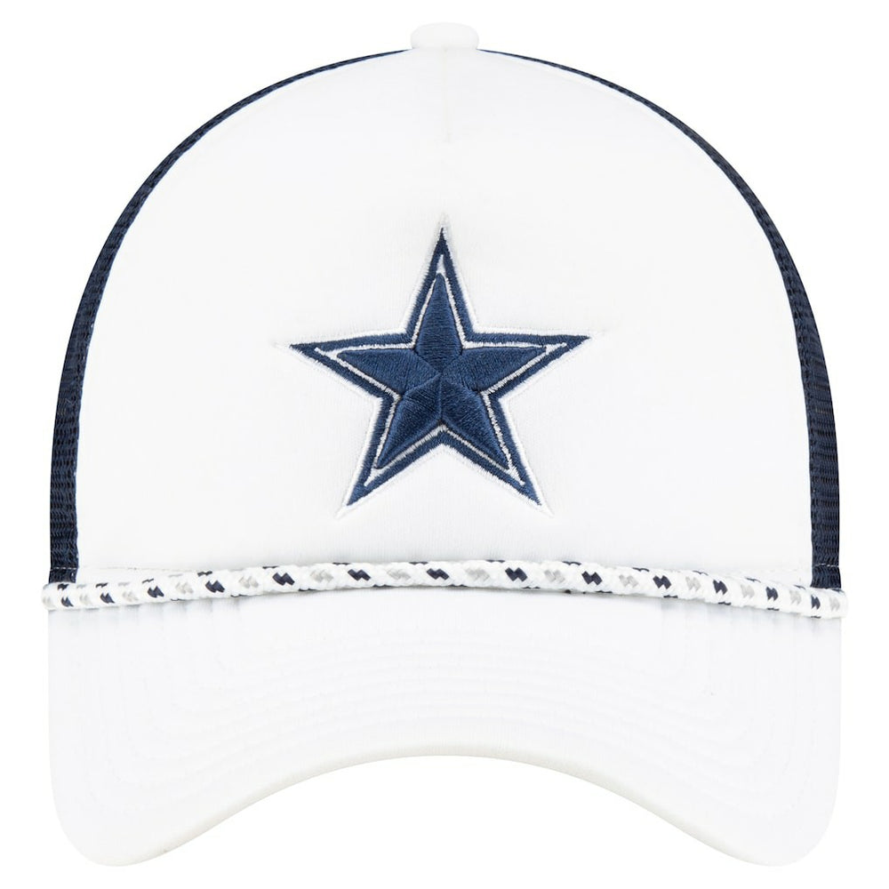 Dallas Cowboys New Era Court Sport Foam Front A-Frame 9FORTY Adjustable Trucker Hat White/Navy | NFL
