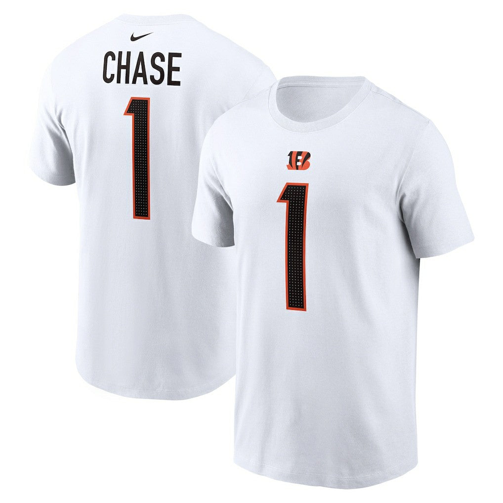 Ja'Marr Chase Cincinnati Bengals Player Name & Number T-Shirt White | Nike for Sale